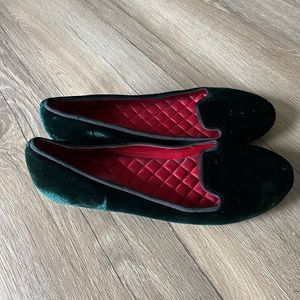 Cole Haan Dark Green Velvet Morgan Flats - size 10